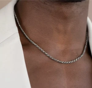 Sterling Silver Diamond Cut Rope Chain 1.5mm 925 Antiqued Necklace - Oxidized - Picture 1 of 5