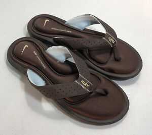 Nike Ultra Thong Comfort footbed flip flops sandals Brown Blue Women’s Size 11
