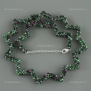 Halloween Deal Star Ruby Gemstone Sterling Silver Trendy Mother Beaded Necklace - Picture 1 of 6