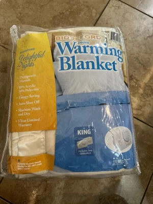 Vintage New KING SZ Biddeford Electric Warming Blanket Dual Controls Cream - Image 1 of 4