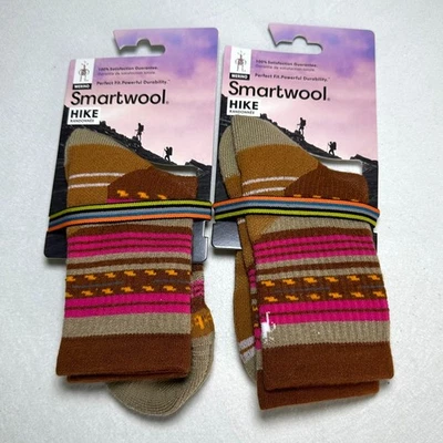 Smartwool 2 Pack Women's Hike Merino Wool Crew Socks Athletic Size Med Colorful - Image 1 of 3