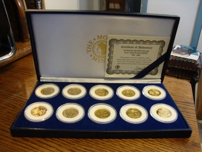 Cased Ten (10) Statehood Quarter Dollars 24kt Gold Plated Edition 1999-2000 - Image 1 of 4