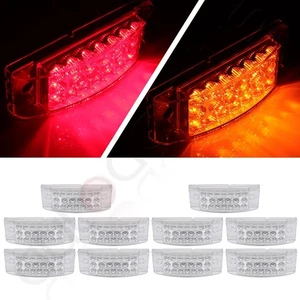 5pair 6" Clear Lens Amber Red Turn Signal Side Marker Truck Trailer Rectangle - Imagen 1 de 12