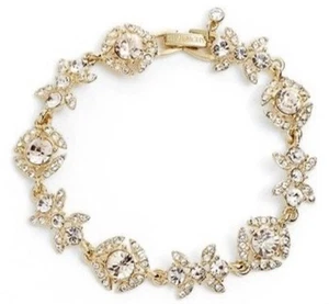 GIVENCHY Light Pink& Clear Crystals Gold-tone Bracelet - Picture 1 of 10