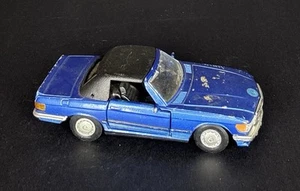 Vintage Classic 1/39 1980s Mercedes Benz 500SL Convertible Blue Pull Back Action - Picture 1 of 6