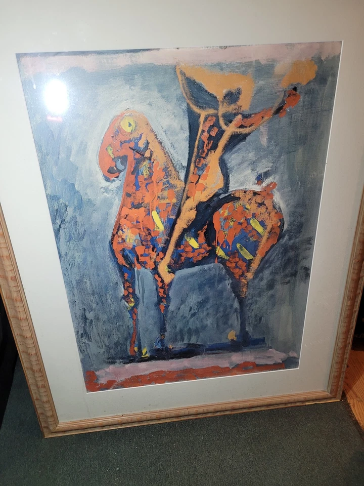 Vintage MORINO MARINI PRINT 'HORSE AND RIDER' 30" X 22" Print Local Pickup Only - Image 1 of 3