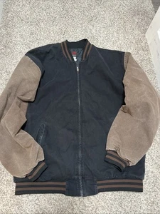 VTG Red Kap Quilted Lined Canvas Bomber Jacket Mens Size XL Black Brown Full Zip - Picture 1 of 5