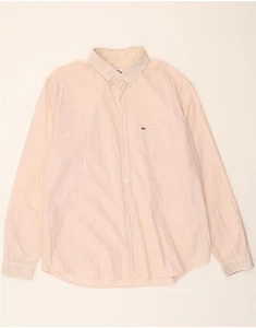 LACOSTE Mens Slim Fit Shirt Size 46 2XL Pink Check Cotton CP07 - Picture 1 of 4