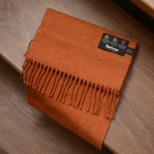 Barbour Lambswool Schal Rost Orange Made in Scotland Fransen Muffler 100% Wolle - Bild 1 von 10