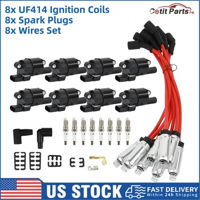 8x UF414 Ignition Coils & Spark Plugs + Wires Set for GMC Savana 1500 2500 3500 Foto 1 de 4