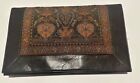 Vintage United Barr Leather & Embroidery Clutch brown bag + Coin purse +comb Ins