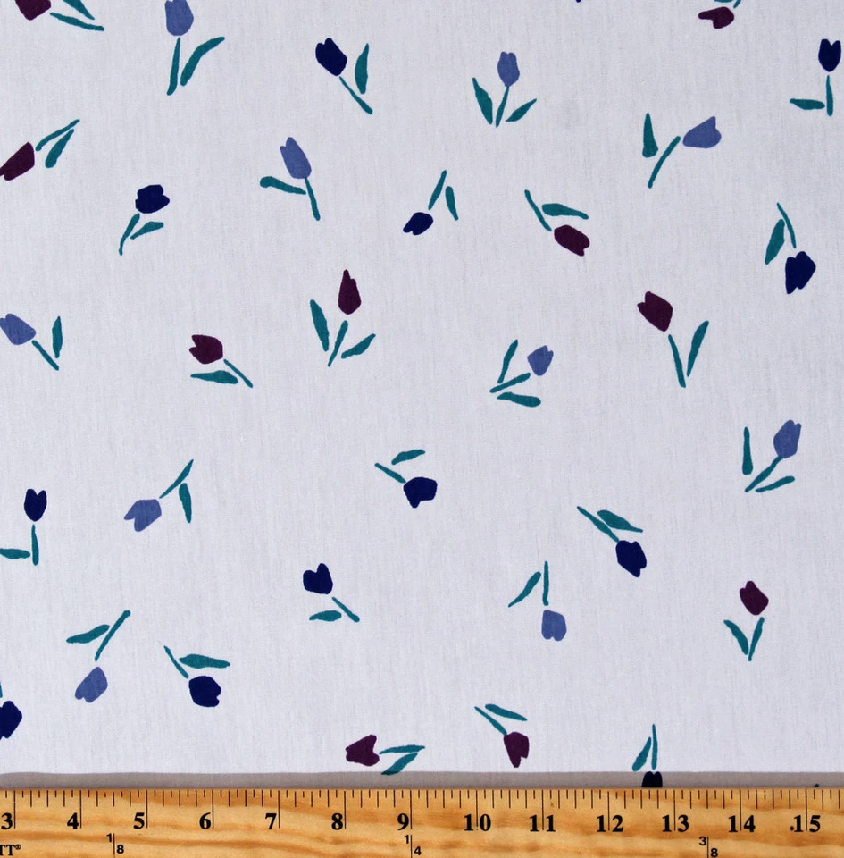 Exfoliante Médico Tulipanes en Blanco Mezcla de Poli Algodón Estampado de Tela D129.03 Foto 1 de 1