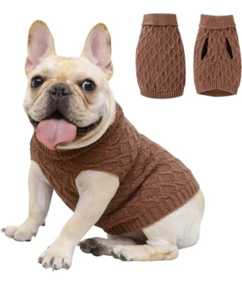 Dog Sweater Turtleneck Classic Pet Knitted Sweaters Warm Cute Puppy... - Image 1 of 4