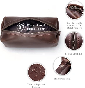 Genuine Leather Toiletry Bags for Men and Women, Handmade Premium Leather Dop... - Picture 1 of 12