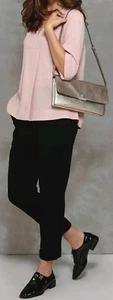 SHOULDER / CLUTCH BAG PEWTER SILVER GREY GENUINE LEATHER DESIGNER MODALU NEW - Picture 1 of 12