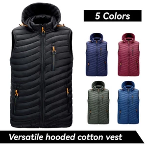 Mens Winter Hooded Padded Warm Vest Waistcoat Windproof Sleeveless Tops M-6XL - Picture 1 of 16