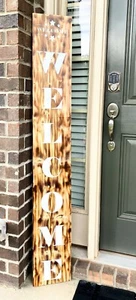 Large Rustic Vertical Wood WELCOME Sign Farmhouse Porch Decor - Picture 1 of 1