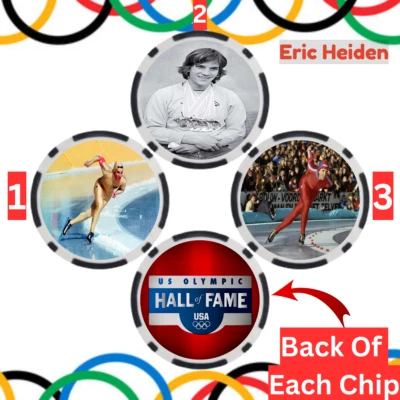 Eric Heiden Speed Skating Olympian Set Of 3 Collectible Poker Chips - Image 1 of 2