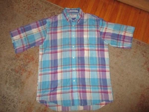 Vintage 80er Levis Colorgraphs Hemd Button Down lila blau kariert Herren MEDIUM - Bild 1 von 3