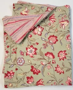 Pottery Barn 1 Sage Green & Red Floral Striped Standard Single Pillow Sham - Picture 1 of 16
