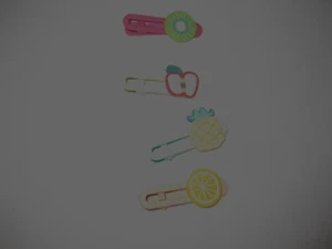 Tween girls 4pk fruit hair clips lemon/pineapple/apple/kiwi nip kawaii 80s - Picture 1 of 1