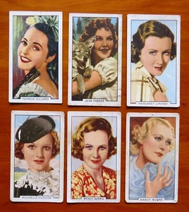 1935 Vintage  GALLAHER Tobacco Cards:  PORTRAITS OF FAMOUS STARS  x 6 - Foto 1 di 2