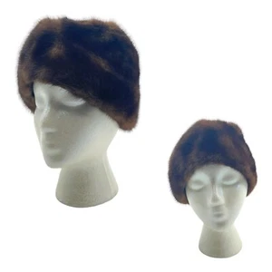 Vintage 50s Womens GENUINE MINK Fur Pillbox Hat Dress Cap Winter Church EVC - Picture 1 of 17