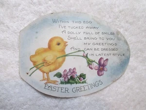 TARJETA DE FELICITACIÓN DE POLLITO DE PASCUA VINTAGE TROQUELADA MUÑECA DE PAPEL NIÑA - Imagen 1 de 6