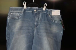 Jeans (new) BOUTIQUE PLUS BOOTCUT - FADED BLUE - RHINESTONES ON POCKETS - 18W - Picture 1 of 3