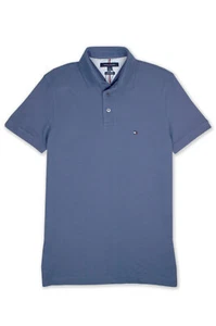 Camisa Polo Tommy Hilfiger Para Hombres Desteñida Azul Malla Algodón Calce Ajustado, Grande L TH-018 - Imagen 1 de 1