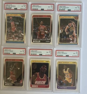 1988 FLEER BASKETBALL PARTIAL SET PSA GRADED JORDAN. PIPPEN, STOCKTON, 38 Cards - Picture 1 of 7