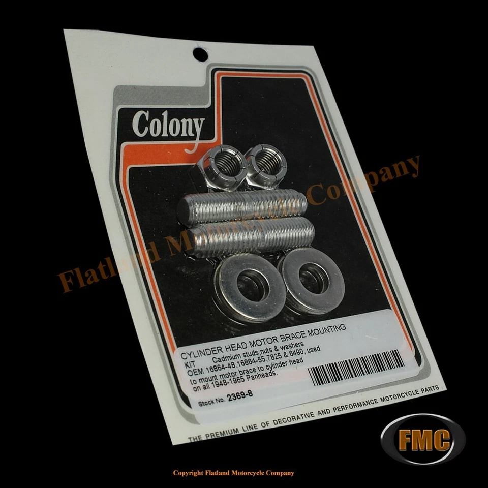 Colony 2369-8, Cylinder Head Motor Brace Mount Kit, 1948-65 Panhead, Cad Foto 1 de 1