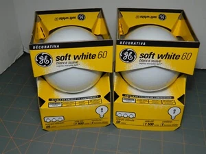 2 New GE 60w Soft White Decorative G25 Bulb VTG Vanity Globe 90895 FREE SHIP - Picture 1 of 4