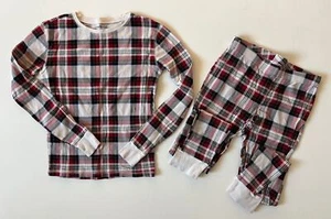 Old Navy Boys Girls Red White Plaid Holiday Christmas Pajamas LS Shirt Pants 12 - Picture 1 of 4