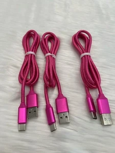 3Pack Fabric Braided USB C Type-C Fast Charging Data SYNC Charger Cable Cord 3FT - Picture 1 of 5