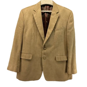 Lauren Ralph Lauren Mens 46R Sport Coat Blazer Tan Faux Suede Paisley Lined - Picture 1 of 13