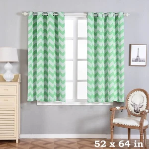 4 pcs 52" x 64" Chevron Blackout Thermal Grommet Window Curtains Drapes Home - Picture 1 of 9