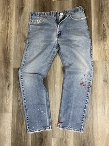 Vintage 80s Levi’s 505 Jeans Mens 38x34 Red Tab Light Wash Distressed Denim USA - Picture 1 of 10
