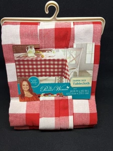 Pioneer Woman Charming Check 60" x 102" Cotton Blend Fabric Tablecloth Red/White - Picture 1 of 4