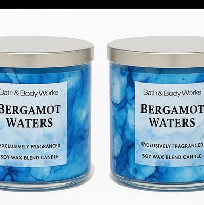 LOTE DE 2 VELAS PERFUMADAS DE 3 MECHAS GRANDES AGUAS BERGAMOTA BATH & BODY WORKS 💧 Foto 1 de 2