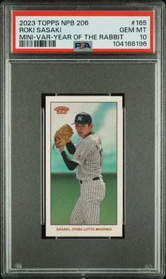 Roki Sasaki RC Variation /99 PSA 10 2023 Topps NPB 206 Mini Year of Rabbit POP 3 - Image 1 of 2