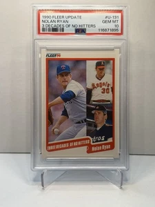 Nolan Ryan 1990 Fleer Update 3 Decades of No Hitters Card #U-131 Graded PSA 10 - Picture 1 of 2