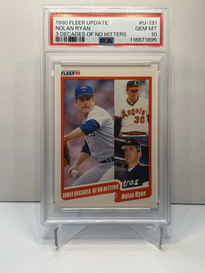 Nolan Ryan 1990 Fleer Update 3 Decades of No Hitters Card #U-131 Graded PSA 10 - Image 1 of 2