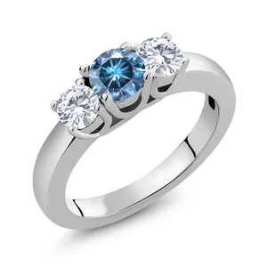 925 Sterling Silver Ring Persian Blue Moissanite Moissanite (0.96 Cttw) - Picture 1 of 4