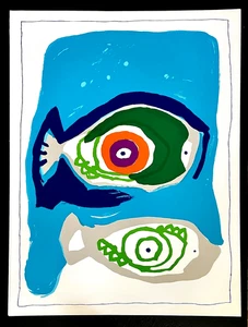 Original Silkscreen/Serigraph Print By/After/ Style Of? Karel Appel CoBrA FISH - Picture 1 of 8