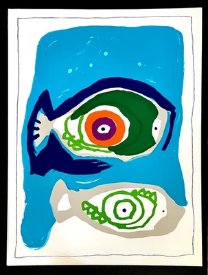 Serigrafia/serigrafia original impressão por/depois/estilo de? PEIXE Karel Appel CoBrA - Imagem 1 de 4