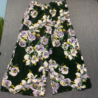 Anthropologie x Alice Archer Women's Pants Size 6 Green Purple Floral Wide Leg - Image 1 of 4