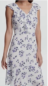 DKNY geblümtes ärmelloses Kleid Damen 10 Cottagecore feminine Rüschen NEU - Bild 1 von 6