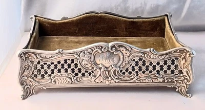 Hermosa bandeja de tocador forrada perforada Gorham Sterling 7" X 4" x 2" Foto 1 de 4