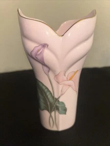 Vintage postmoderne Yamaji rosa Vase Calla Lilien Porzellan Blumen 7" Japan - Bild 1 von 4